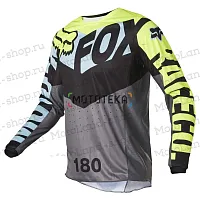 Джерси/футболка для мотокросса (детская) FOX (Фокс) №1 / Grey/Neon-Green (рост 130-140 см)