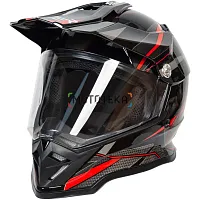 Шлем мото мотард HIZER (Хайзер) B6197-1 №5 (M) black/red
