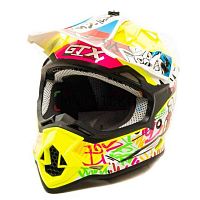 Шлем мото кроссовый GTX 632S (L) #1 FLUO YELLOW / RED BLUE подростковый