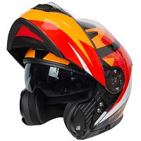 Шлем мото модуляр GTX 550 (XL) #2 BLACK/WHITE ORANGE RED (2 визора)