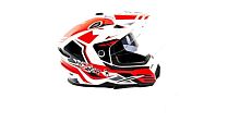 Шлем мото мотард HIZER (Хайзер) J6802 (XL) #5 white/red (2 визора)