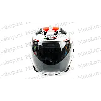 Шлем мото открытый GTX 278 №3 (XL) WHITE/RED BLACK (2 визора)