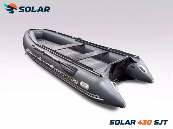 Лодка ПВХ SOLAR (Солар) 430 super jet tunnel серый | Мототека