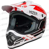Шлем мото кроссовый HIZER (Хайзер) J6805 №2 (XL) white/red