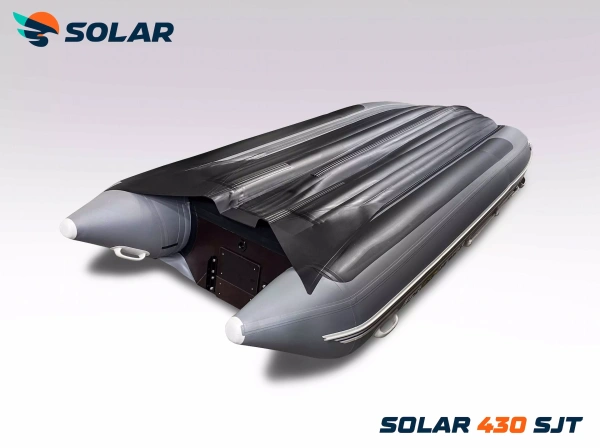 Лодка ПВХ SOLAR (Солар) 430 super jet tunnel серый | Мототека